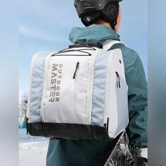 NWT 38L Ski Boot Bag, Boot Backpack with Waterproof Bottom for Ski Helmet
